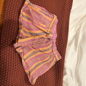 Free People 100% Cotton Striped Shorts With Tie At Waist NWOT